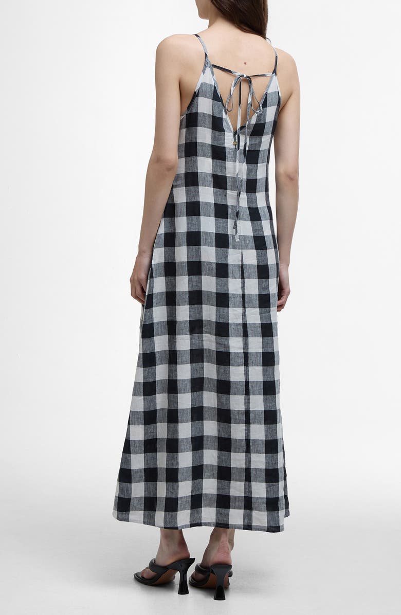 Barbour Maya Plaid Linen Dress, Alternate, color, Ecru/ Black