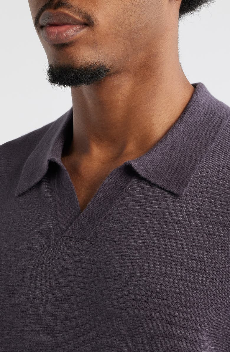 Open Edit Short Sleeve Johnny Collar Polo Sweater, Alternate, color,