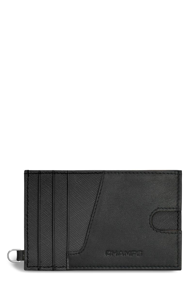Iconic Leather Card Case, Main, color, BLACK/ BLACK