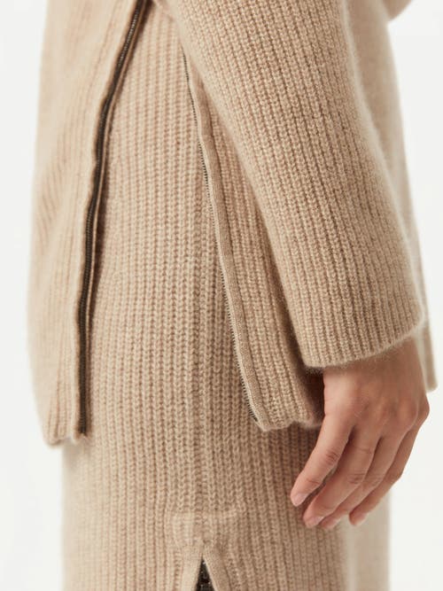 Gobi Mongolian Cashmere Cashmere Sweater With Side Zipper In Warm Grey