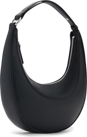 Oval Faux Leather Shoulder Bag