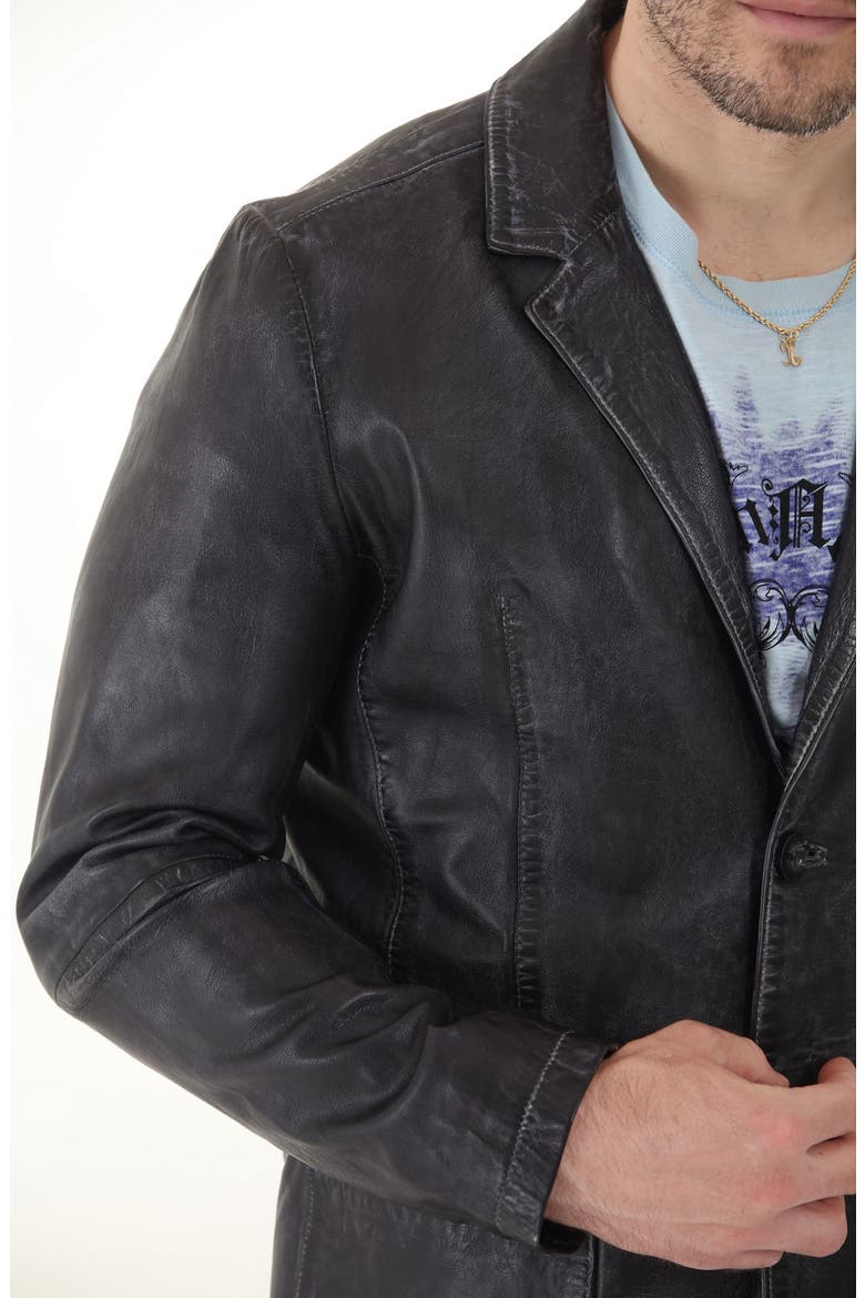 Lambskin Leather Blazer, Alternate, color, BLACK