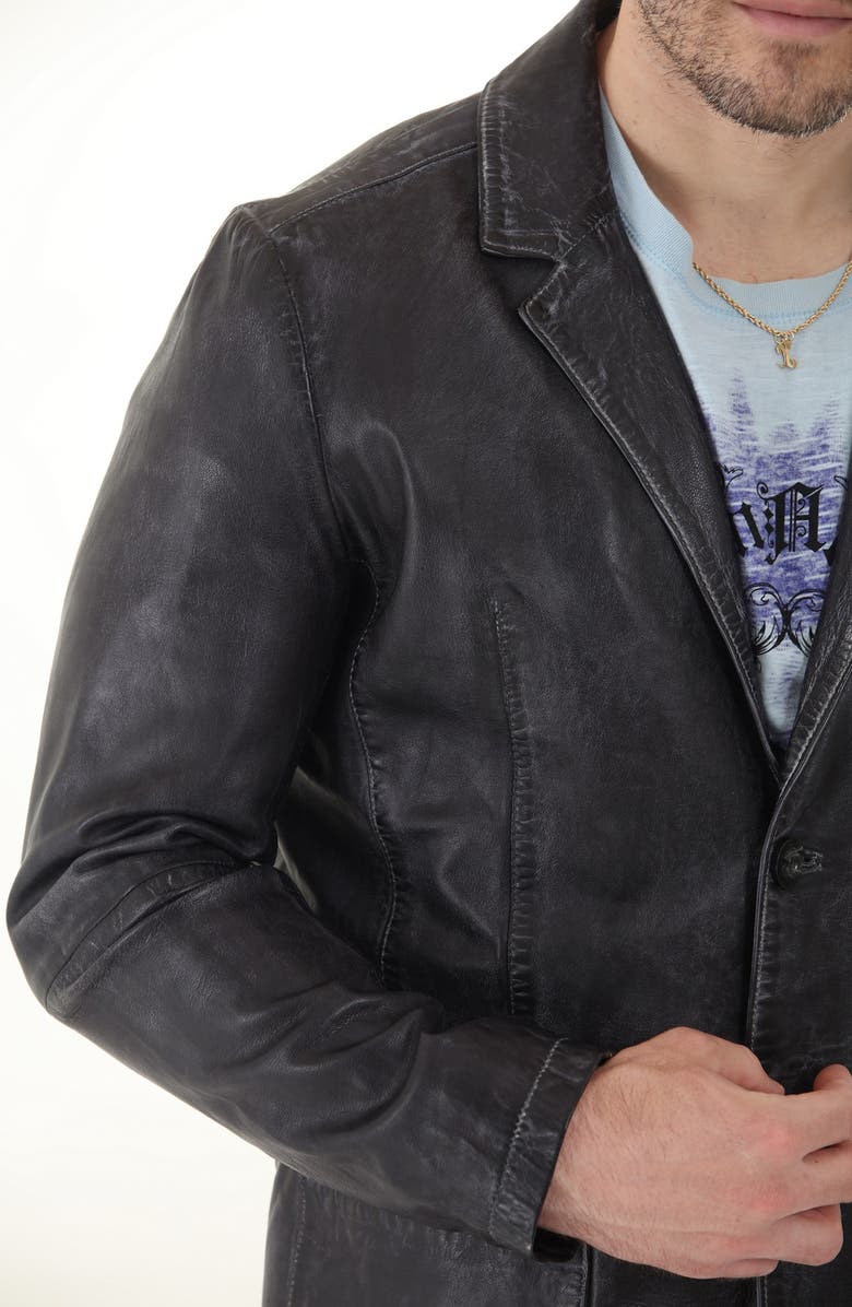 Missani Le Collezioni Lambskin Leather Blazer, Alternate, color, Black