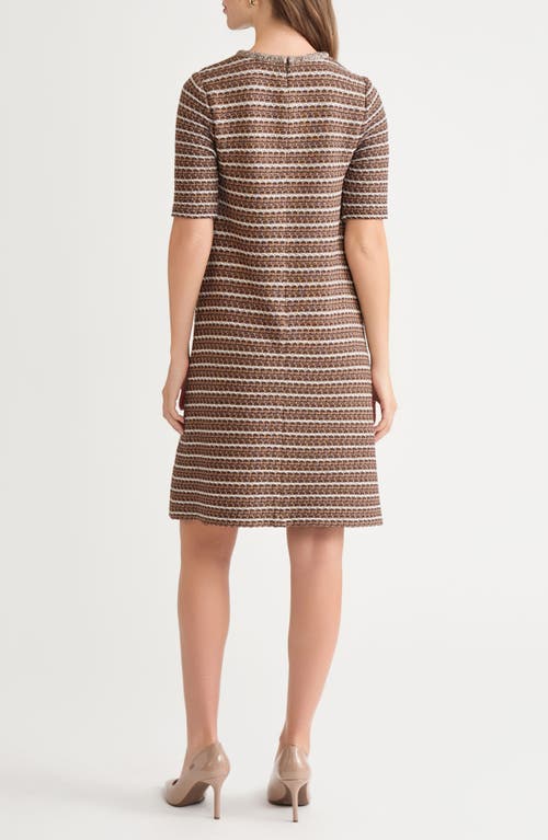 Ming Wang Braid Trim Knit A-line Dress In Brown