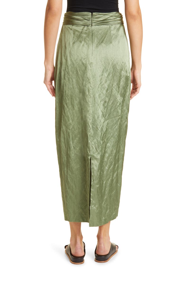 Vince Metallic Twist Front Cotton Blend Skirt, Alternate, color, Dk Pistachio