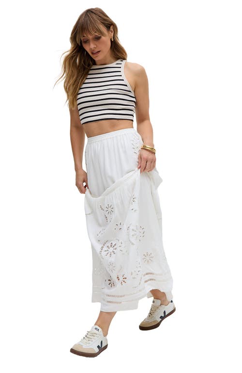 Raffya Georgina Lace Paneled Maxi Skirt In White