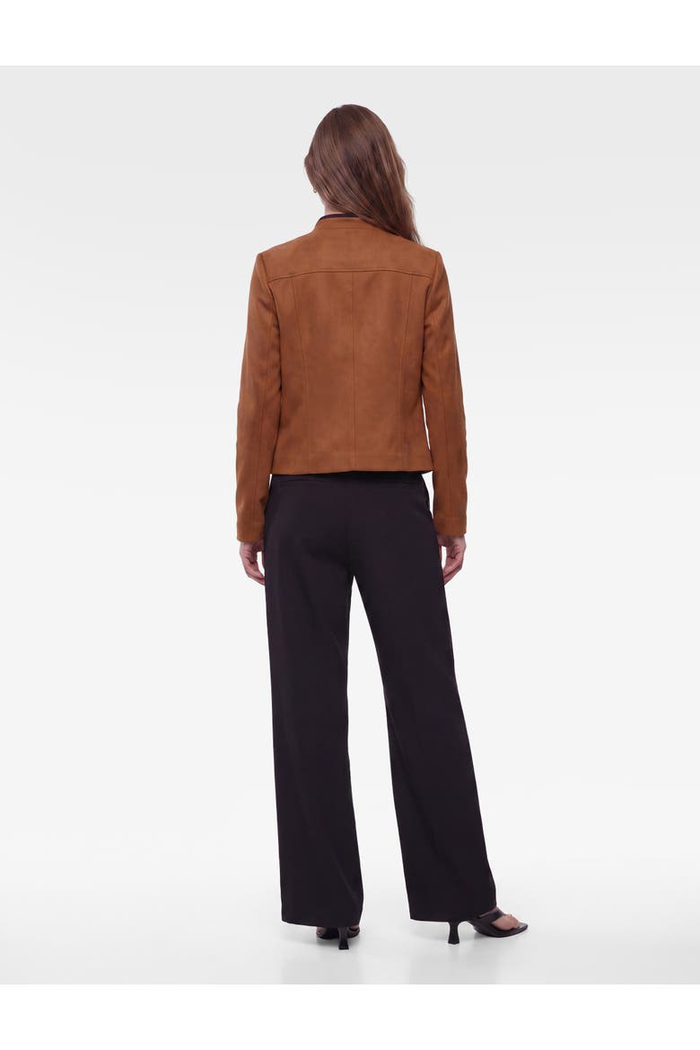 Linen Blend Mandarin Collar Napoleon Jacket with Decorative Braided Trim, Alternate, color, BROWN