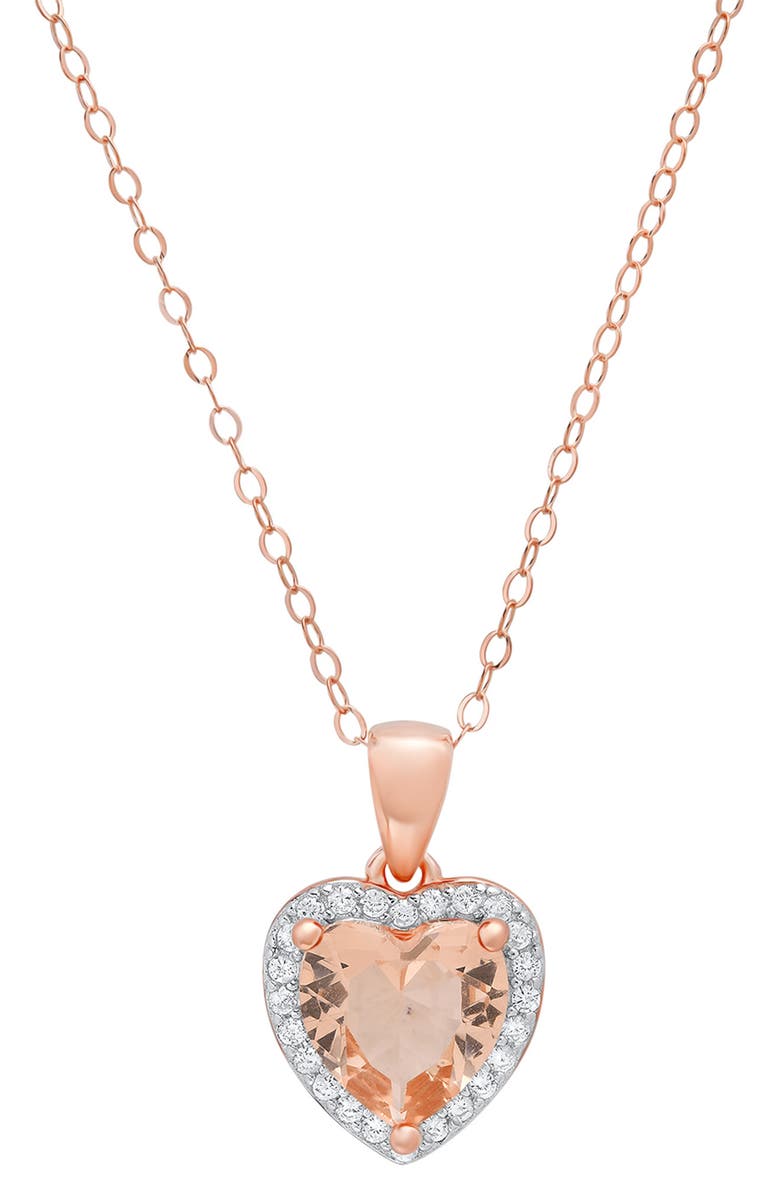 Queen Jewels Cubic Zirconia Halo Heart Pendant Necklace, Main, color, 