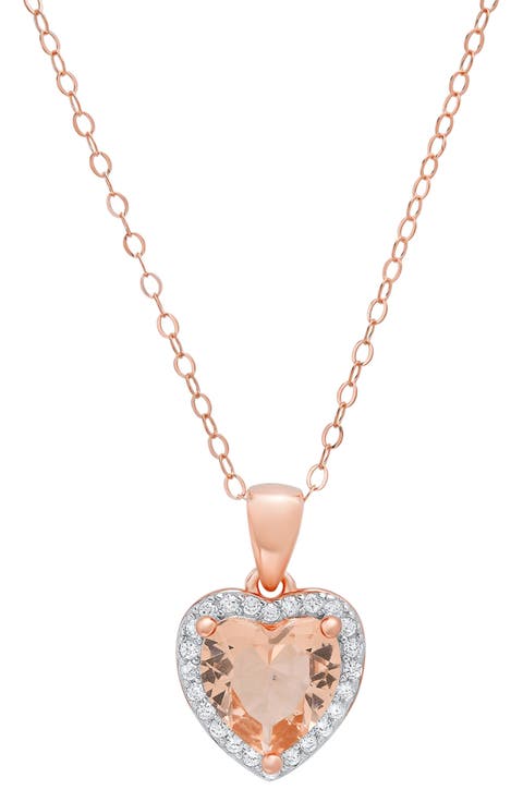 Cubic Zirconia Halo Heart Pendant Necklace