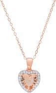 Queen Jewels Cubic Zirconia Halo Heart Pendant Necklace