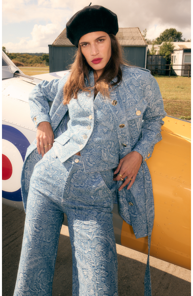 Temperley London Francis Denim Shirt Jacket, Alternate, color, Washed Blue