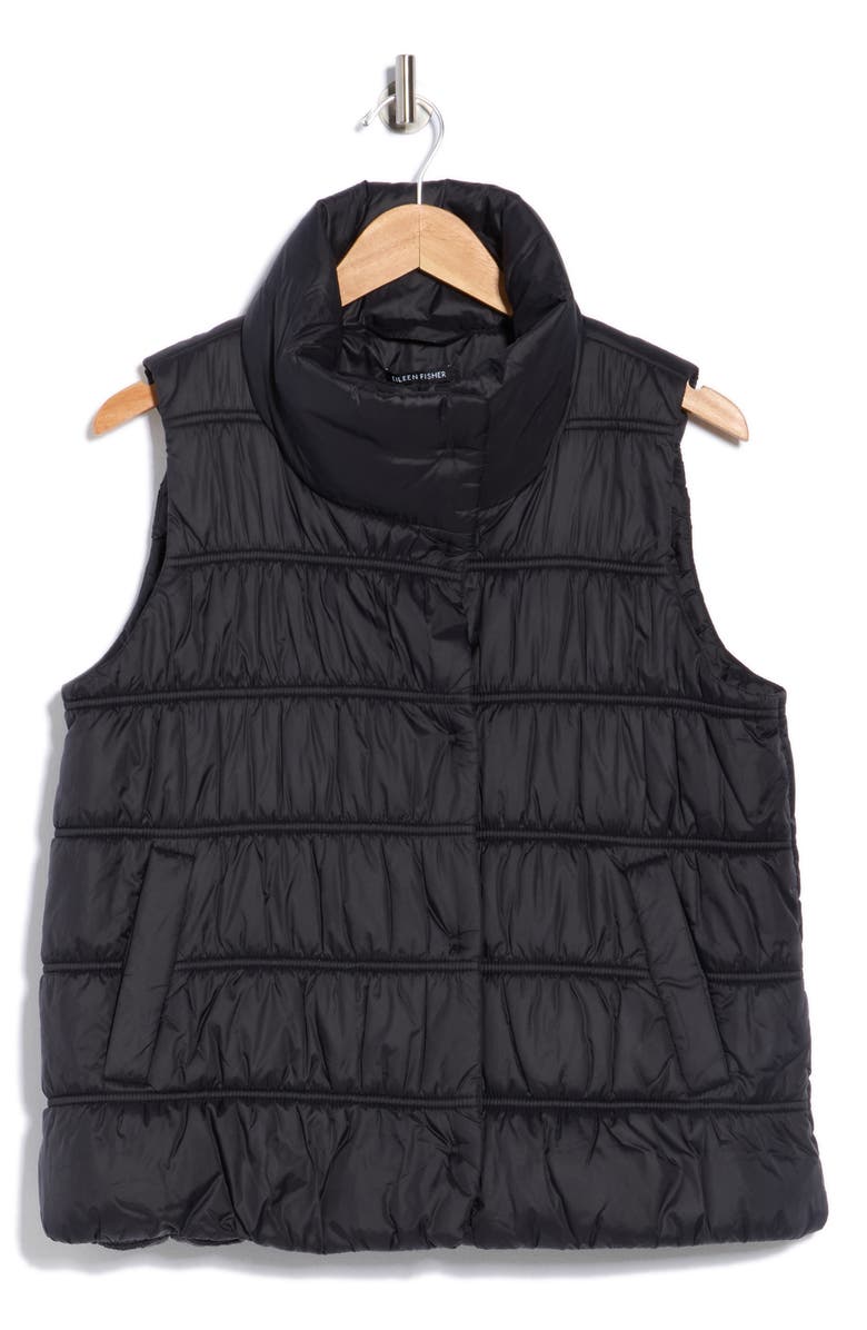 Eileen Fisher Ruched High Collar Vest, Alternate, color, 