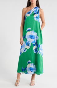 SUGARLIPS Glena Floral One-Shoulder Maxi Dress