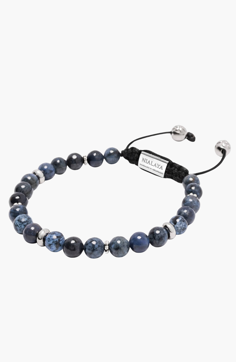 Nialaya Blue Dumortierite Beaded Bracelet, Alternate, color, Blue Dumortierite / Silver
