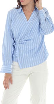 RAIN AND ROSE Stripe Wrap Top