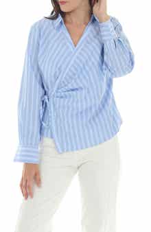 RAIN AND ROSE Stripe Wrap Top