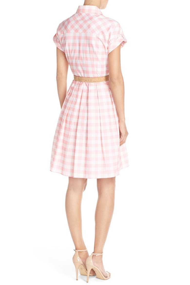 Check Cotton Poplin Shirtdress, Alternate, color, PINK/ IVORY