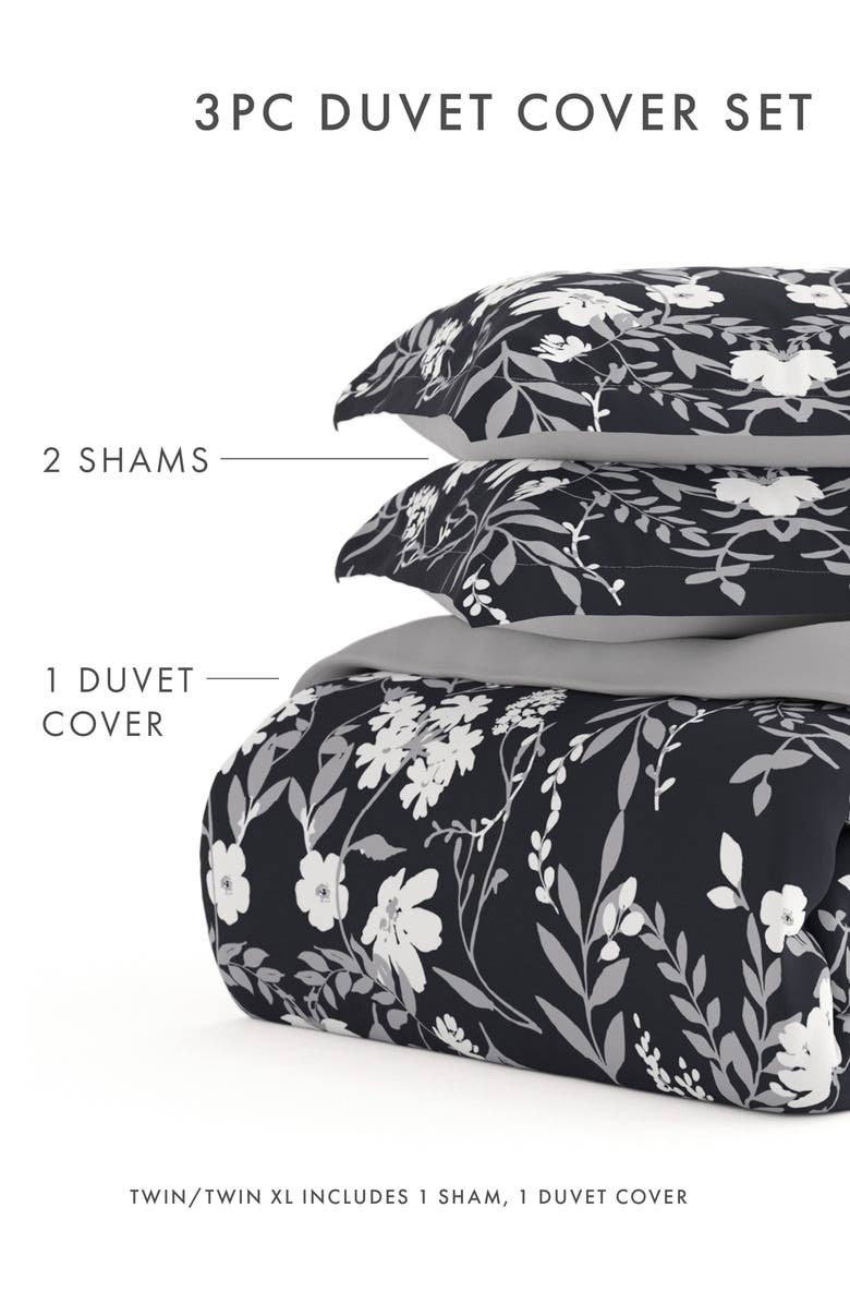 HOMESPUN Premium Ultra Soft 3-Piece Reversible Duvet Cover Set, Alternate, color, Black
