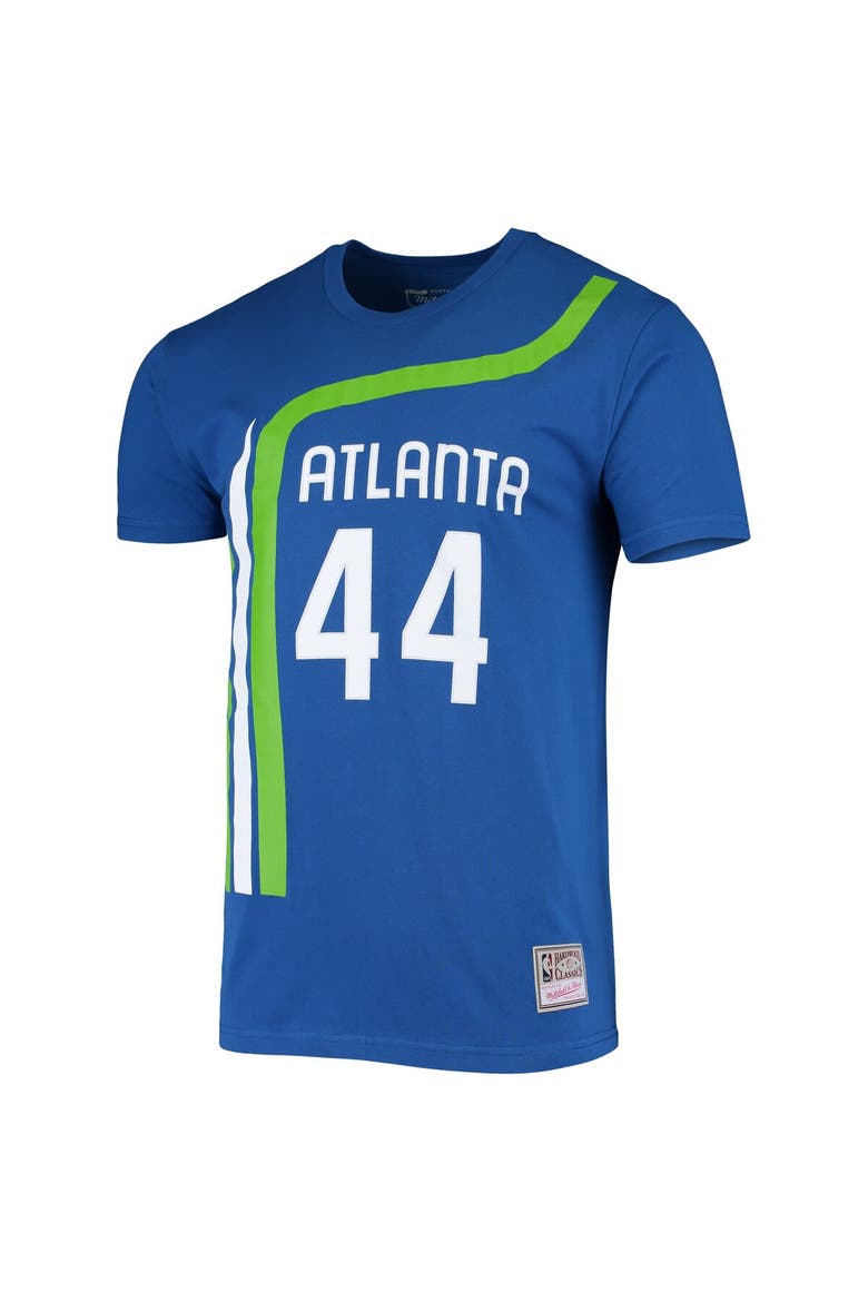 Men's Mitchell & Ness Pete Maravich Blue Atlanta Hawks Hardwood Classics Stitch Name & Number T-Shirt, Alternate, color, Blue