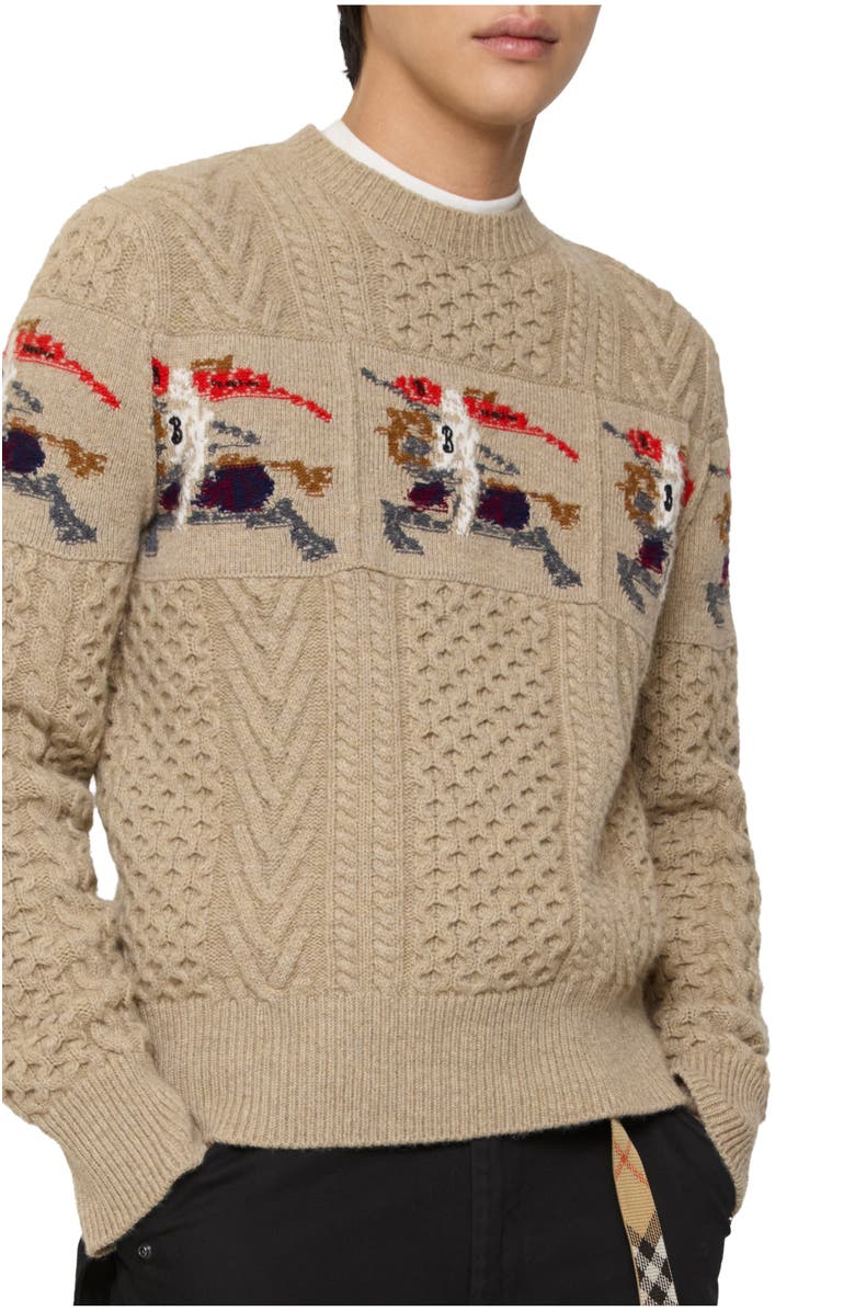 Burberry EKD Aran Knit Wool Sweater, Main, color,