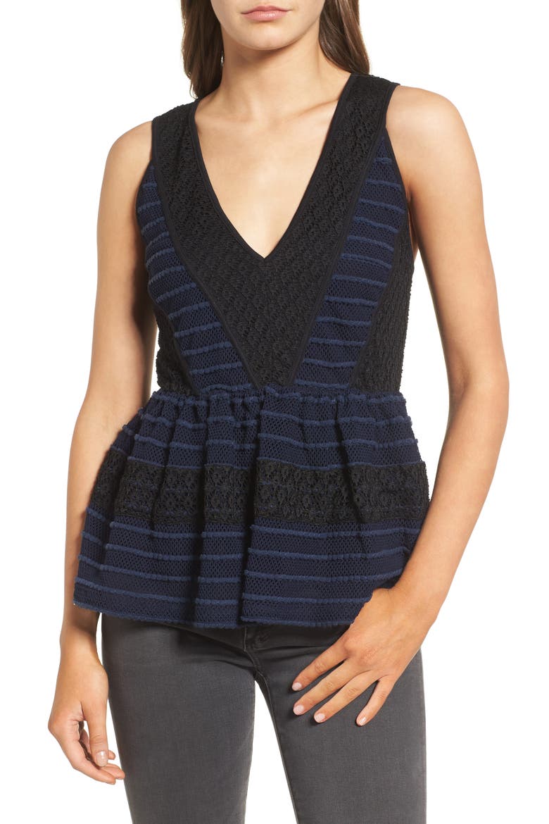 Crochet Tank, Main, color, NAVY COMBO