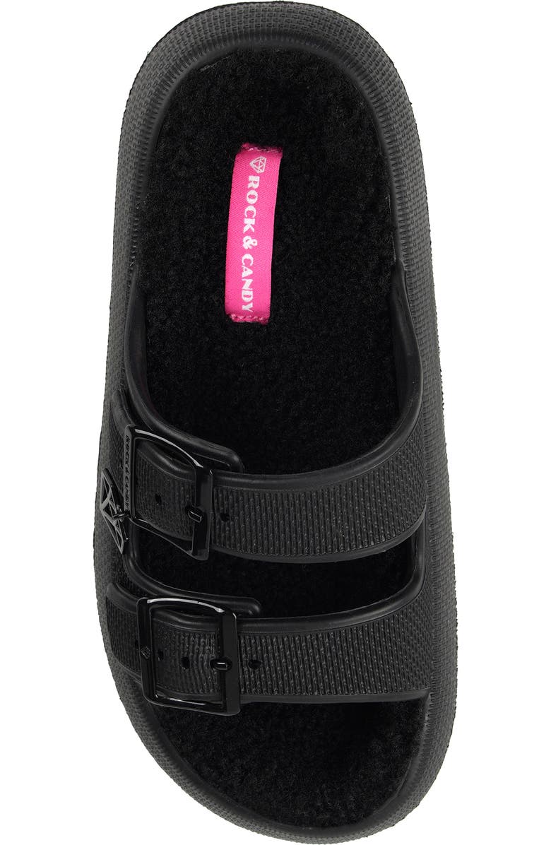 ROCK AND CANDY Faux Shearling Slide Sandal, Alternate, color, Black