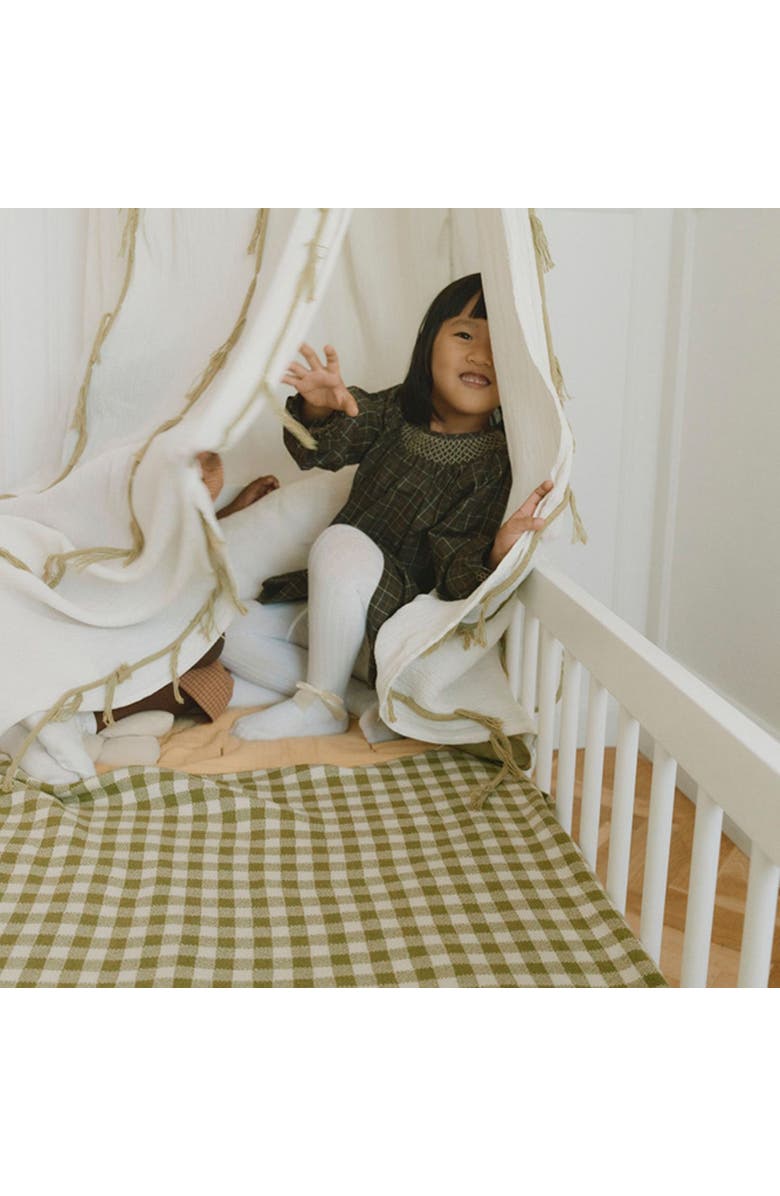 Lorena Canals Knitted Blanket Vichy, Alternate, color, Natural/Matcha