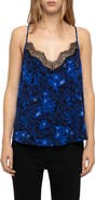 Zadig & Voltaire Cespa Floral Print Lace Trim Camisole