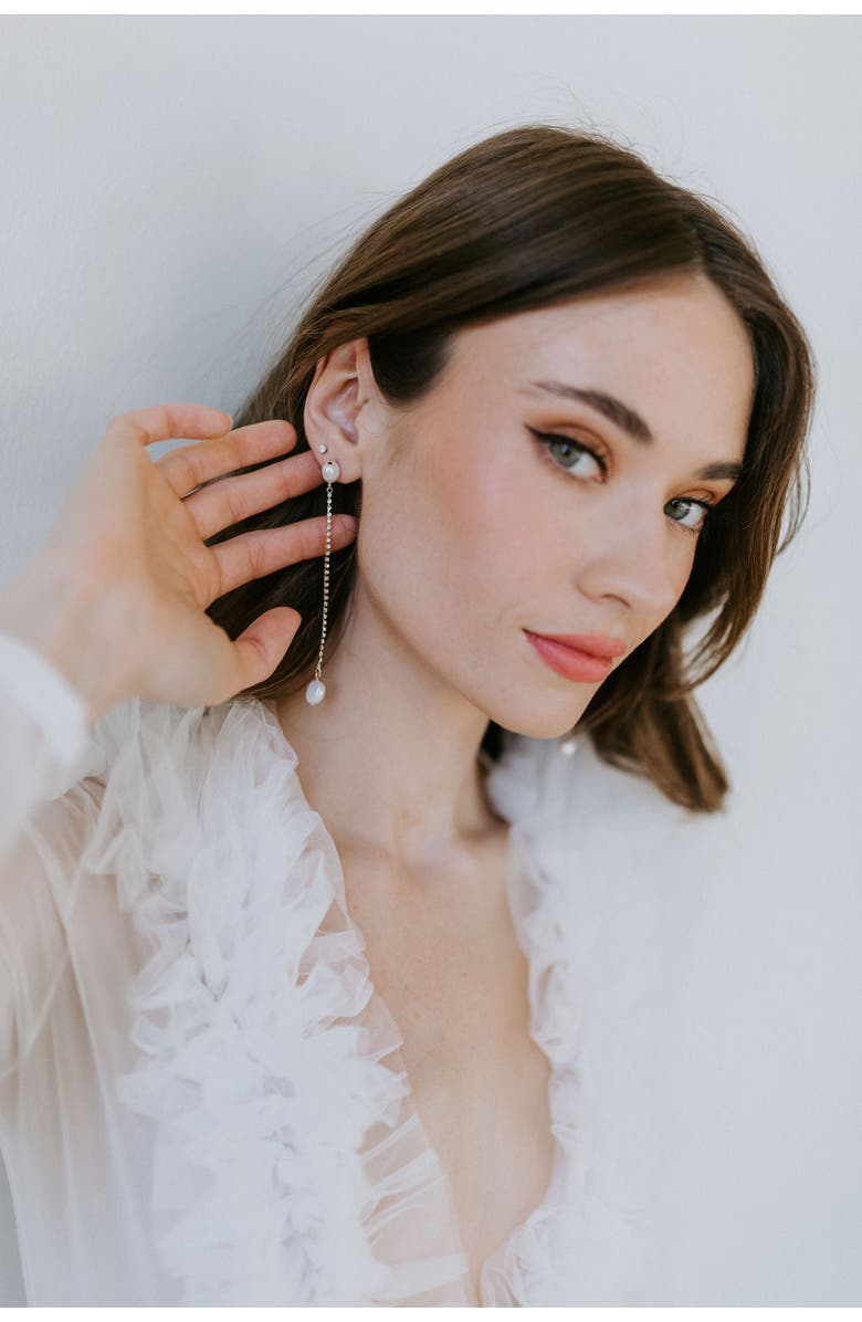 Untamed Petals Sarah Crystal and Pearl Drops, Alternate, color, Gold