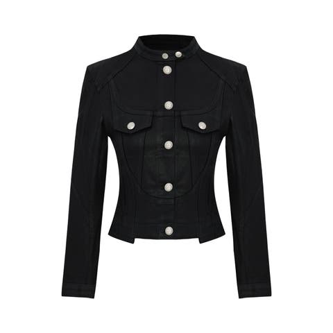Pure Cotton Shiny Coated Women Denim Jacket