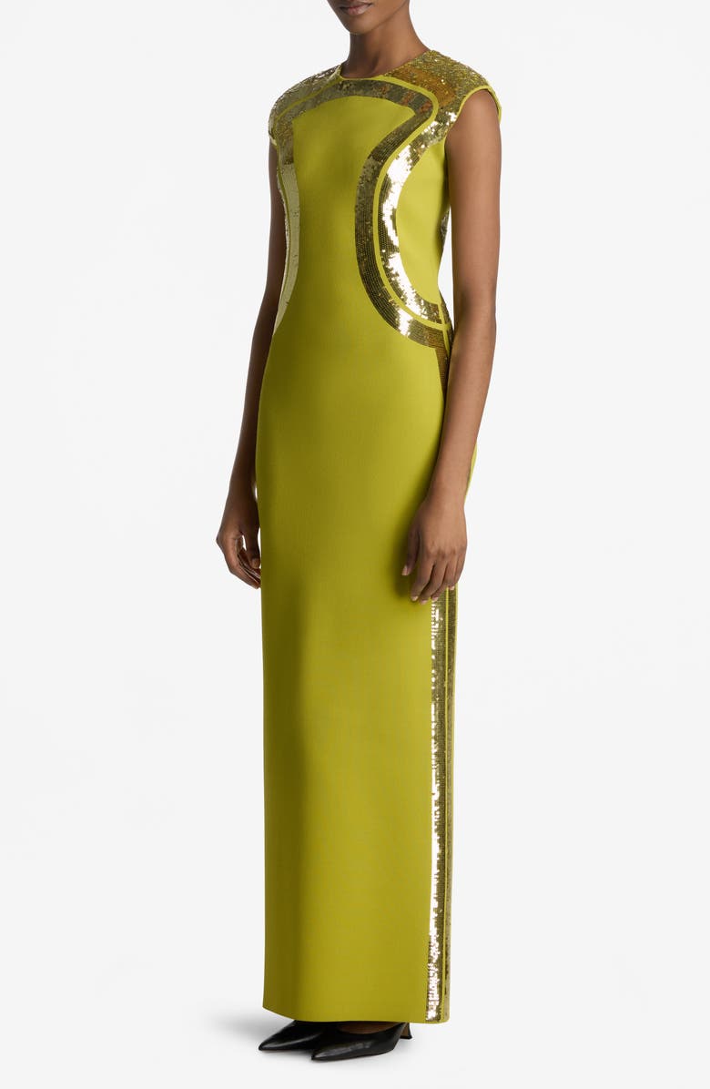 St. John Collection Sequin Embroidered Sleeveless Gown, Alternate, color, 