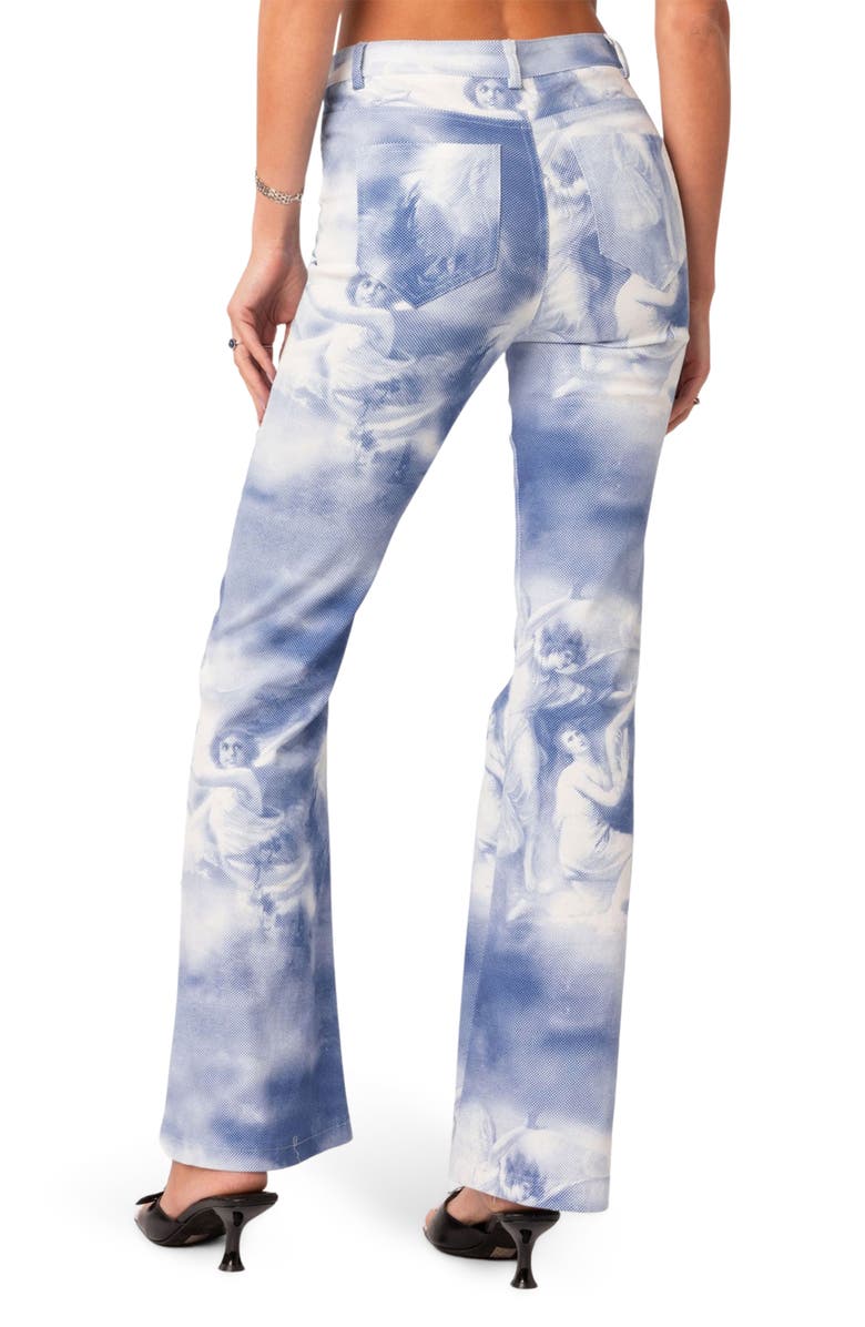 EDIKTED Saint Printed Flare Jeans, Alternate, color, 