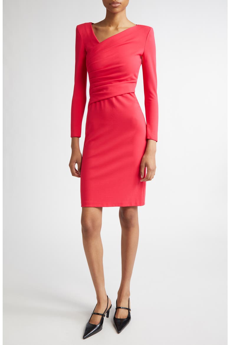 Ruched Long Sleeve Jersey Body-Con Dress, Main, color, SOLID MEDIUM RED