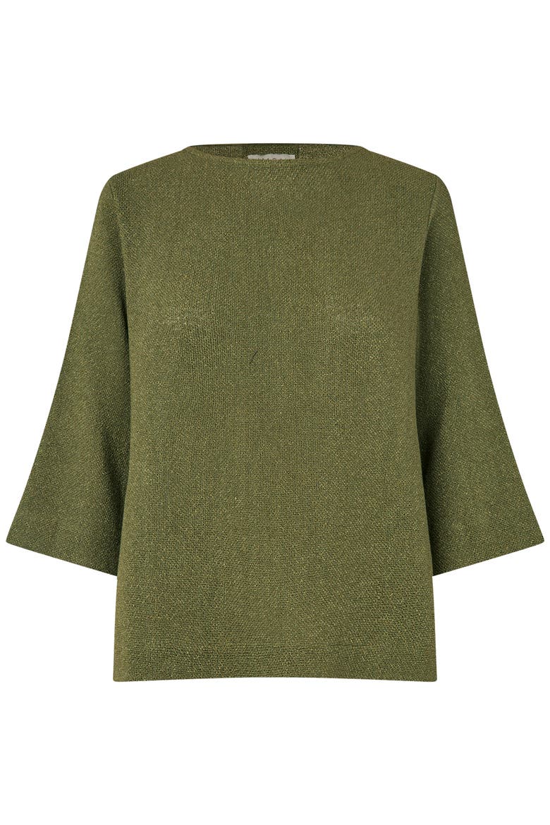Dovinia 3/4 Sleeve Round Neck Blouse, Alternate, color, Olivine