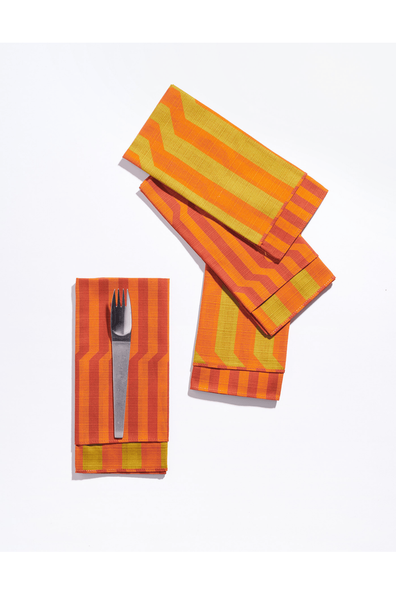 Stripe Dinner Napkins - High Season Set of 4, Main, color, VERMILLION