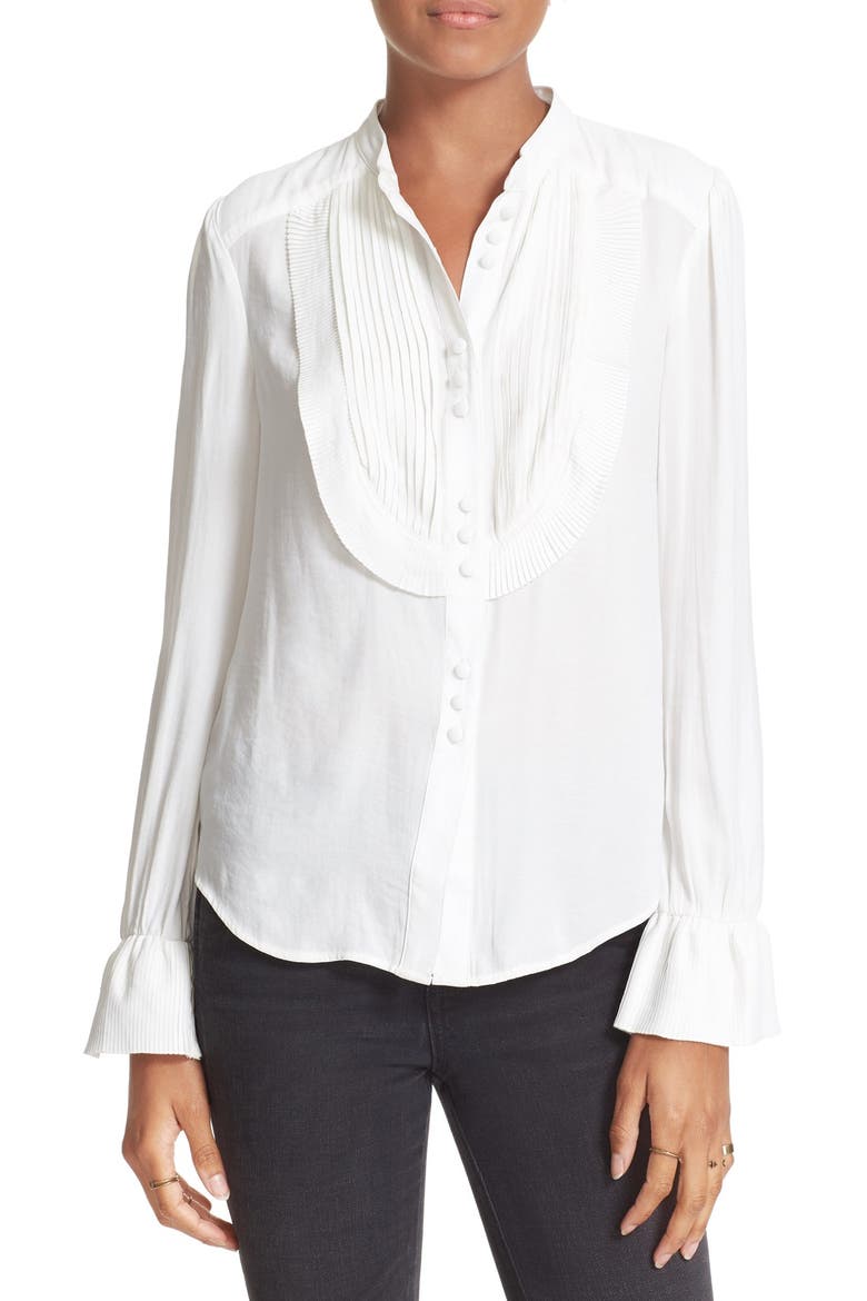 Pintuck Chiffon Blouse, Alternate, color, IVORY