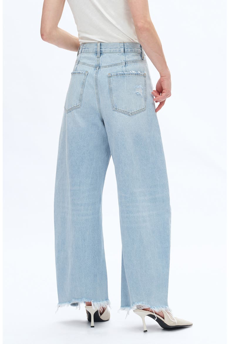 Frayed Super High Waist Barrel Jeans, Alternate, color, LIGHT BLUE