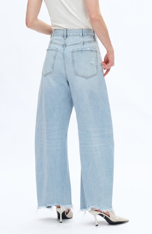Bayeas Frayed Super High Waist Barrel Jeans In Blue
