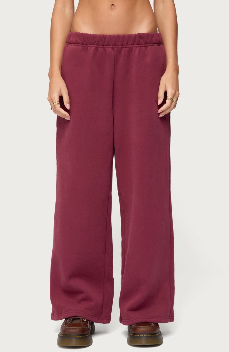 EDIKTED Wide Leg Sweatpants, Main, color, Burgundy