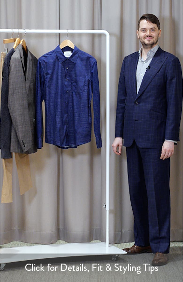 Reworked Slim Fit Micro Geo Print Cotton Button-Up Shirt, sales video thumbnail