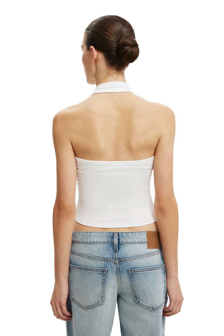 Women's Rib Scoop Halter, Alternate, color, White