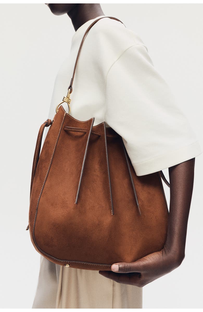 H&M Pleated Shoulder Bag, Alternate, color, Brown