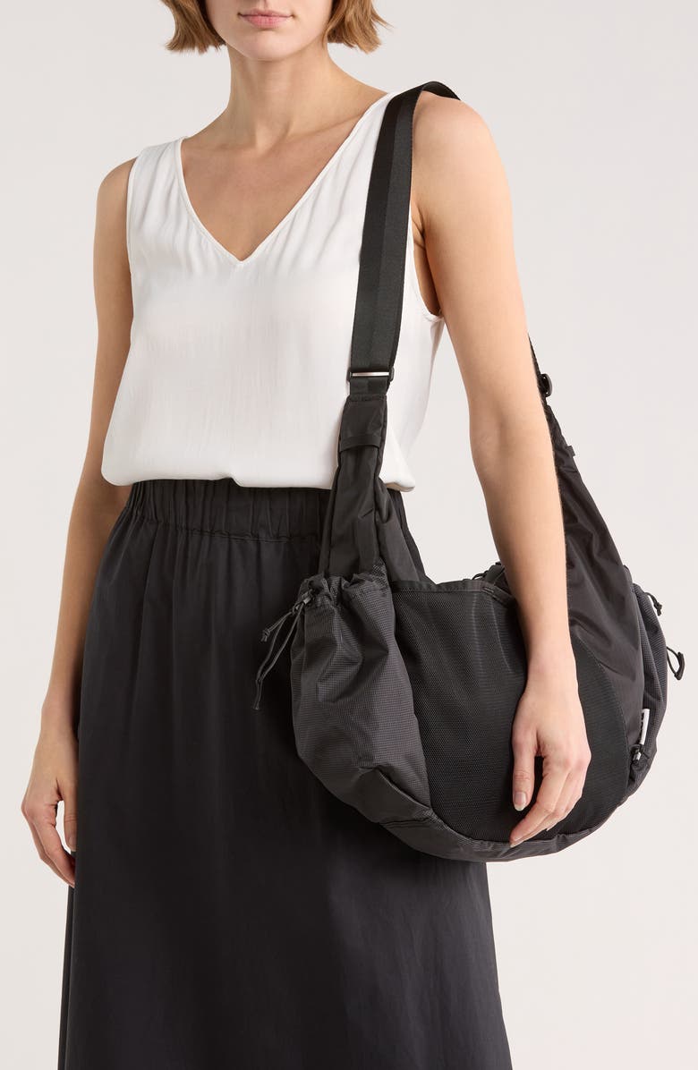 Baboon to the Moon Big Crescent Ripstop Crossbody Bag, Alternate, color, Black