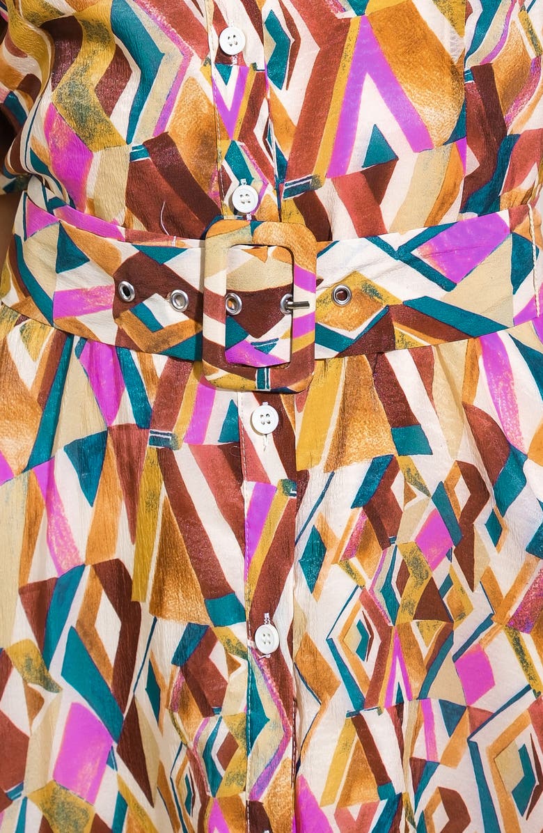 FLYING TOMATO Organza Puff Sleeve Shirtdress, Alternate, color, 