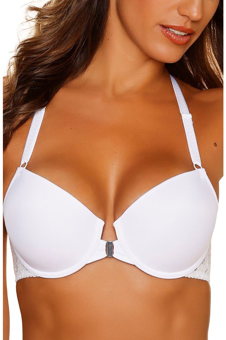 Front Clasp T-Shirt Bra, Main, color, Ivory