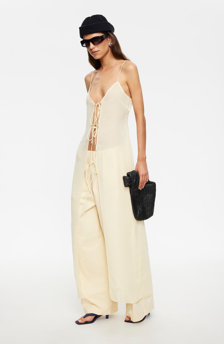 LIONESS Dune Tie Front Maxi Camisole, Alternate, color, Lemontini
