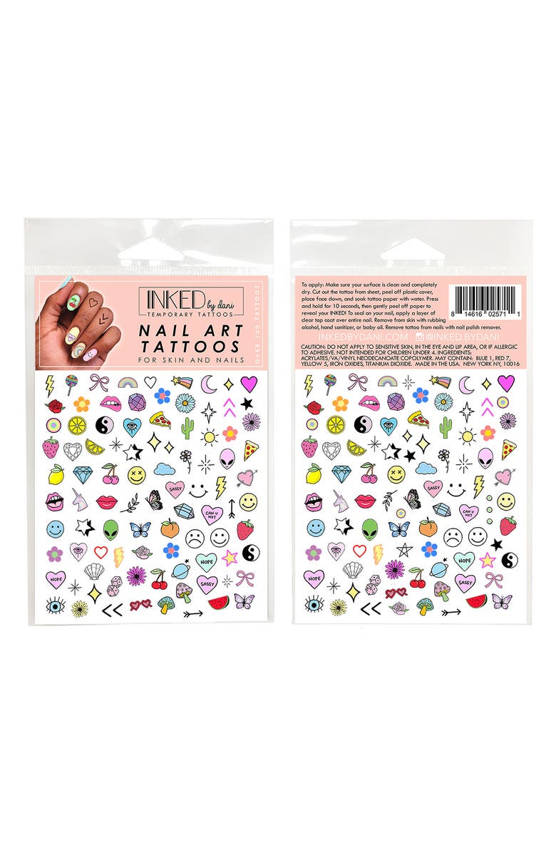INKED by Dani Color Assorted Temporary Nail & Skin Art Tattoos, Alternate, color, 