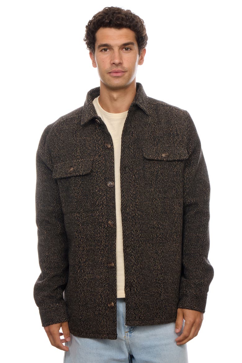 Knit Herringbone Shirt Jacket, Alternate, color, BROWN