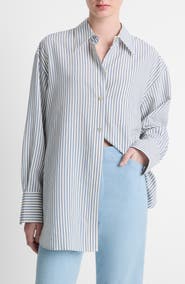 Vince Furrow Stripe Button-Up Shirt