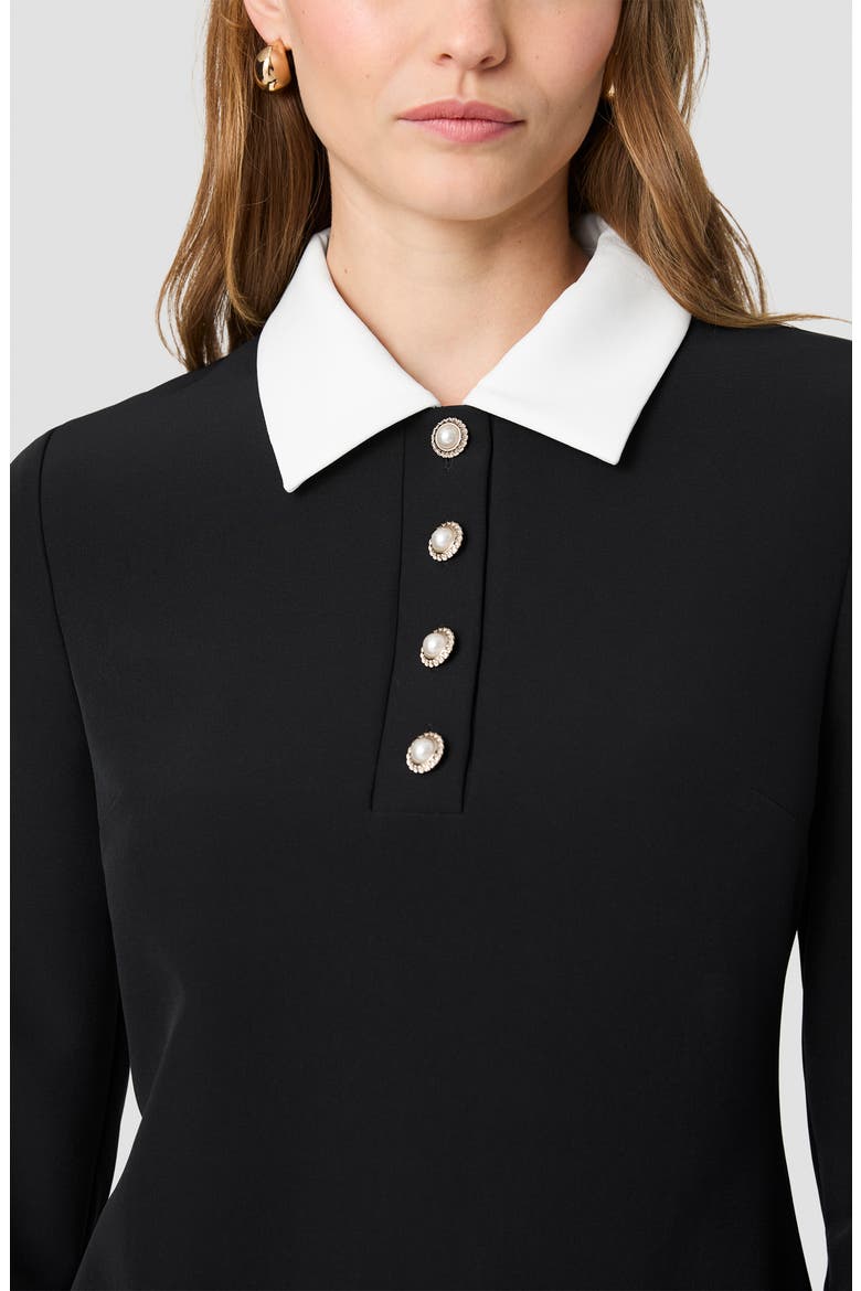 Echo Crepe Long Sleeve Dress, Alternate, color, BLACK/ WINTER WHITE